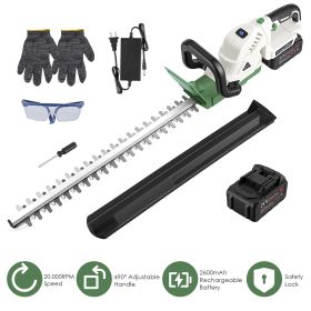 Cordless Hedge Trimmer 21V Handheld Bush Trimmer Electric Grass Shrub Trimmer with Dual-Action Blades 0.6" Cutting Diameter Safety Lock ±90° Adju