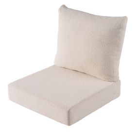 24"x 24" Outdoor Deep Seat Cushion, 2-Piece, Cream Boucle