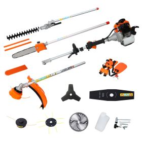 8 in 1 Multi-Functional Trimming Tool, 56CC 2-Cycle Garden Tool System with Gas Pole Saw, Hedge Trimmer, Grass Trimmer, and Brush Cutter EPA Comp