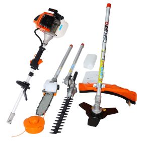 4 in 1 Multi-Functional Trimming Tool, 63CC 2-Cycle Garden Tool System with Gas Pole Saw, Hedge Trimmer, Grass Trimmer, and Brush Cutter EPA Comp