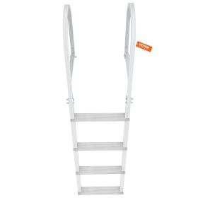 Dock Ladder, Removable 4 Steps, 500 lbs Load Capacity, Aluminum Alloy Pontoon Boat Ladder with 3.1'' Wide Step & Nonslip Rubber Mat