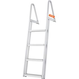 Dock Ladder, Removable 4 Steps, 350 lbs Load Capacity, Aluminum Alloy Pontoon Boat Ladder with 4'' Wide Step & Nonslip Mat