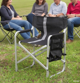 1-piece Upholstered Folding Outdoor Chair With Side Table And Storage Bag
