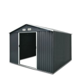 8' x 10' Galvanized Apex Roof Metal Shed, 29 GA Corrugated Metal, 67" Edge Height, TMG-MS0810 (Material: Wood Package)