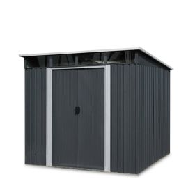 8' x 9' Galvanized Metal Pent Shed w/Skylight, 29 GA Corrugated Metal, 80" Peak Ceiling, TMG-MS0809P (Material: Normal Package)