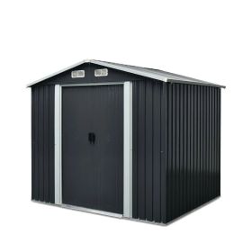 6' x 8' Galvanized Apex Roof Metal Shed, 29 GA Corrugated Metal, 67" Edge Height, TMG-MS0608 (Material: Wood Package)