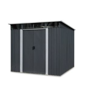 6' x 8' Galvanized Metal Pent Shed w/Skylight, 29 GA Corrugated Metal, 80" Peak Ceiling, TMG-MS0608P (Material: Wood Package)