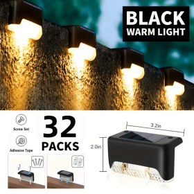 Solar Deck Lights Outdoor 16 Pack, Solar Step Lights Waterproof Led Solar lights for Outdoor Stairs, Step , Fence, Yard, Patio (Color: 32PCS Warm light)