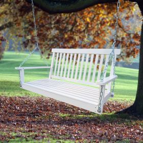Front Porch Swing with Armrests, Wood Bench Swing with Hanging Chains,for Outdoor Patio ,Garden Yard, porch, backyard, or sunroom,Easy to Assembl (Color: as Pic)