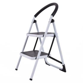 Folding Step Stool with Iron Frame And Anti-Slip Pedals Step Ladder (Color: Grey, Type: Style A)