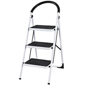 Folding Step Stool with Iron Frame And Anti-Slip Pedals Step Ladder (Color: Grey, Type: Style C)