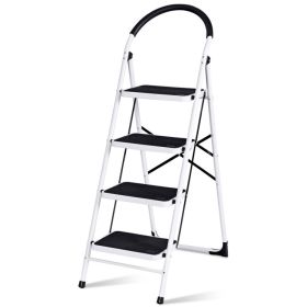 Folding Step Stool with Iron Frame And Anti-Slip Pedals Step Ladder (Color: Grey, Type: Style D)