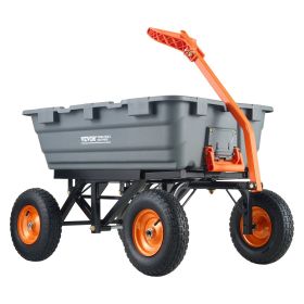 Garden Cart, Durable Poly Dump Cart with Simple Assembly Steel Structure, Versatile Dump Wagon with Dual-Function Handle (size: Poly-1500 lbs)
